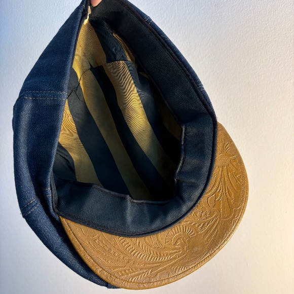 Vintage Denim Workwear Cap w/ Leather Brim 1970s Americana  Unisex main image 5